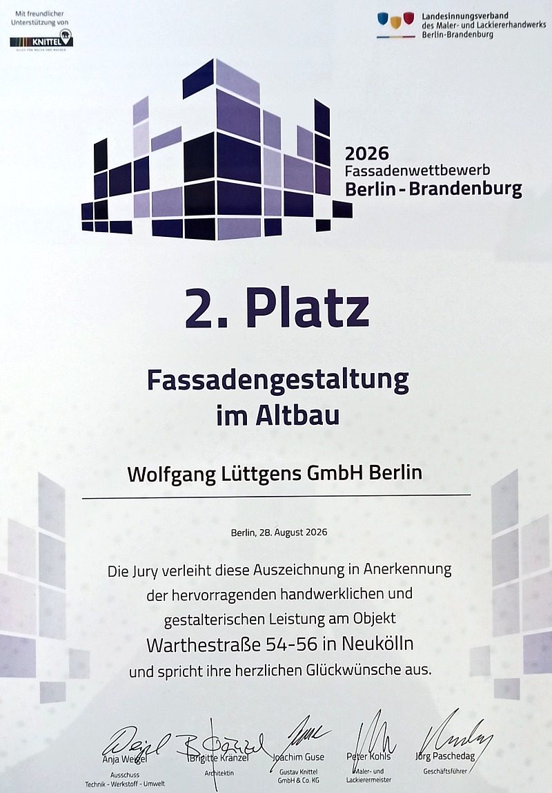 2. Platz beim Fassadenwettbewerb Berlin-Brandenburg 2026
